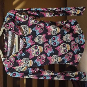 Heart And Skull Print Long Sleeve Shirt